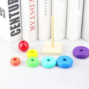 LAKOE Colorful Wooden Stacking Tower Baby Toy: Mainan Edukasi Susun Ring & Sensory Kayu