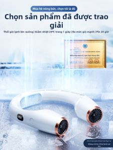 Quạt Cổ Cầm Tay Không Cánh 2023 Quạt Cổ Không Dây Mát Mẻ Di Động Quạt Cổ Không Cánh Máy Lạnh Mini USB Màu Trơn