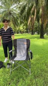 เก้าอี้สนาม Camping เก้าอี้พับตัวใหญ่ สีเทาสีดำ รับน้ำหนักได้เยอะ มีกระเป๋าสะพายให้ oxford NL HOME
