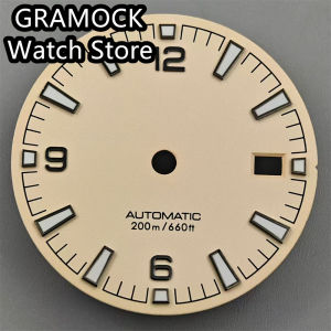 GRAMOCK 31mm Watch Dial Green Luminous Fit NH35 NH36 Movement Watch accessories Replacement accessories