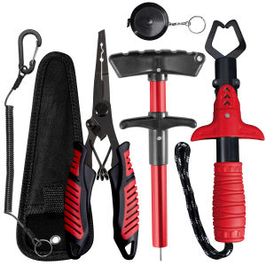 Lure fishing gear equipment kit: fish grippersplit ring PE Braided line fishing pliers hook remover fishing tackle bag box