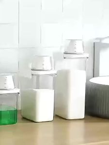 Airtight Laundry Liquid Storage Jar Portable Washing Powder Dispenser with Measuring Cup for Convenient and Efficient Laundry