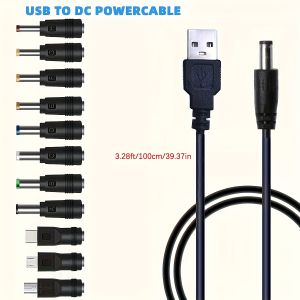 11-in-1 Multi USB Charging Cable Universal 5V DC Power Cord with 11 Interchangeable Plug Connectors for Small Electronics