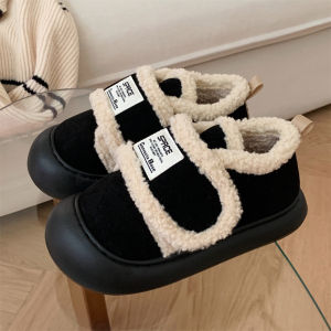Versatile Retro Magic Tape Cotton Shoes Womens Casual Wear-Outside Slip-On Board Shoes Comfortable Mid-Heel round Toe EVA Outsole
