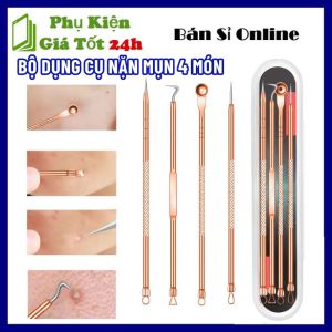 Bộ Dụng Cụ Nặn Mụn 4 Món 8 Đầu Nặn Khác Nhau Bằng Thép Không Gỉ - Bộ Lấy Mụn Đầu Đen Trứng Cá An Toàn Cho Làn Da
