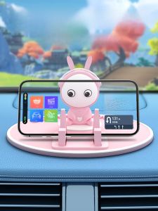 Cute Cartoon Car Dashboard Phone Holder Anti- Shake Navigation Fixed Support Non- Slip Pad Universal Vehicle Mount Accessories