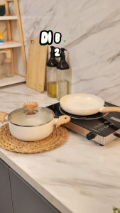 [BUY 1 GET 1] freemir Sakura Series Set Wajan dan Panci Diameter 20/18 Cm Panci Dengan Tutup Kaca PFOA Free