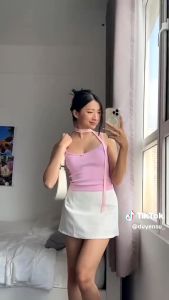 Chân váy chữ A ngắn trơn AUGETY Vinnie Skirt