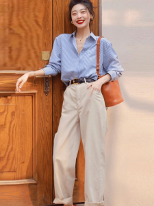Casual Wide Leg Pants Womens Spring New Style Small Audience Design Sense Straight French Commute Suit Long Pants
