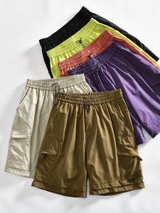 กางเกงขาสั้นผ้าฝ้ายผสมโพลีเอสเตอร์สำหรับผู้ชาย กางเกงขายาวทรงตรงเอวกลาง ทรงลำลอง ใส่สบาย ระบายอากาศได้ดี