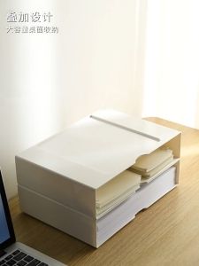 【D273 READY STOCK】Kotak Penyimpanan Tumpukan Kapasiti Besar Desktop Organizer A4 Paper Books Documents Stationery Organizer