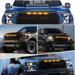 Universal Car Front LED Grille Light Smoked Amber White 4/5/6LED Grill Light Eagle Eye Lamp For Off Road Trunk SUV Ford Toyota