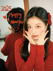 กิ๊บติดผมผ้ากำมะหยี่สีแดง โบว์ผีเสื้อ กิ๊บติดผมด้านข้างสำหรับผู้หญิง กิ๊บติดผมปากเป็ดฤดูใบไม้ร่วง/ฤดูหนาว ตกแต่งผมสุดน่ารักและหวาน