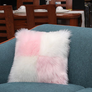 White Rabbit Fur Plush Pillow Cover Cored Wool Cushion Cute Bed Sofa Bed Headrest Pillowcase 50x50