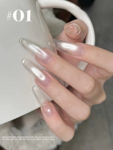 1 Chai Sơn Móng Tay Gel Mắt Mèo Pha Lê 10ml Trong Suốt Bóng Nhũ Trắng Trang Trí Móng Tay Hình Bóng Đèn Nhỏ Lấp Lánh Dụng Cụ Làm Móng