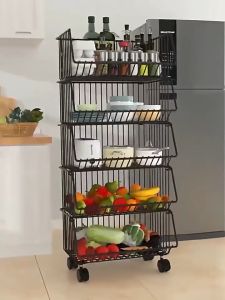 ชั้นวาง Simwind สำหรับห้องครัว วเป็นโครงเหล็ก การฉีดฟิลเลอร์ 2 แบบ ล้อ พร้อมการเก็บผักผลไม้ขนม ส่งอัตโนมัติ!