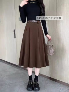 145 Small Woolen Skirt Womens Fall and Winter New Arrival High Waist Slim Looking A- line Pleated Skirt Mid Length Long Length One-Step Umbrella Skirt