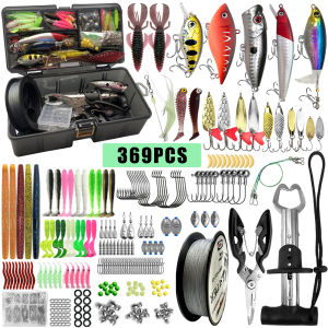 140/369pcs Fishing lures set ，including lures  soft hard  lures ，metal fixtures ，a box and tools，suitable for seawater and fresh