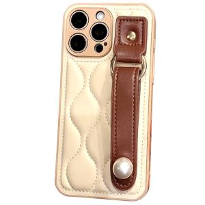 DAIMANG | Sleek Leather Wristband Case for iPhone 15 Pro Max iPhone 14 Plus iPhone 13 Pro - Simple Shockproof Protective