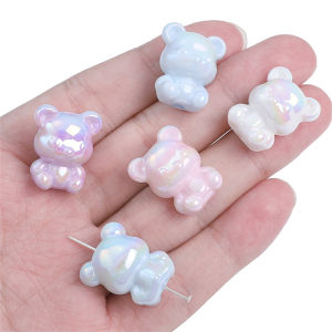 4pcs Acrylic Bears Charm Beads Loose Spacer Beads for Earring Bracelet Necklace Keychain DIY Jewelry Making Accessories