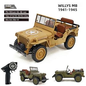 1/14 Quy Mô RC Xe Willys Xe Quân Sự 2.4G 4WD Điện Địa Hình Có Tời Điều Khiển Từ Xa Mô Hình Mô Phỏng Xe Bánh Xích Đồ Chơi HG4-58