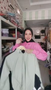 KEMEJA WANITA POLOS LENGAN PANJANG BAHAN KATUN POLY / ATASAN WANITA MODEL SILANG TERBARU / KEMEJA KOREA STYLE