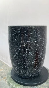 POT BUNGA TANAMAN GERABAH TANAH LIAT KAPSUL TINGGI SPRINKLE HITAM D22 T30 - KAPSUL SPRINKLE HITAM