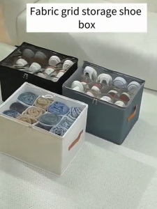 Foldable shoe storage box and 12 compartment large capacity dust-proof shoe box with lid