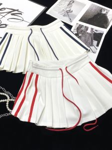 Váy Ngắn Xếp Ly Kẻ Sọc American High Waist Corduroy Váy Ngắn Xếp Ly Phong Cách Hàn Quốc Váy Ngắn Xếp Ly Họa Tiết Sọc Màu Sắc Cho Nữ Mùa Xuân 2025