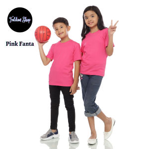 Kaos Polos Anak Oneck Lengan Pendek Bahan Katun Combed 30s Warna Pink Fanta