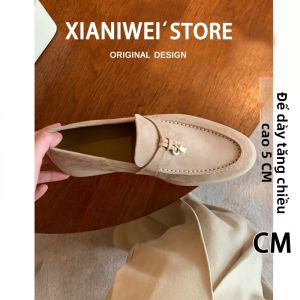 XIANNIWEI | Inner Heel Lifting Fringe Lock Buckle Old Money Style Loafers
