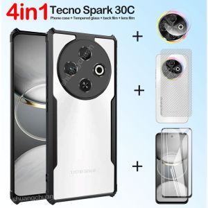 4in1 For Tecno Spark 30C 4G/5G Spark 30pro shockproof phone case + screen protector + camera lens film + back film Spark 30C case