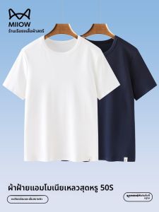 MiiOW | เสื้อยืดแขนสั้นผู้หญิง Catman Pure Cotton ทรงหลวม สไตล์อเมริกัน ฤดูร้อน 2025 เสื้อชั้นในแขนสั้น