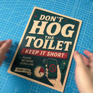 Dont Hog The Toilet. No Phone Scrolling. Sticker Sign Signboard Board Signage Notice. Toilet Etiquette Etika Tandas