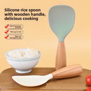 Food Grade Silicone Rice Spoon Non Slip Heat Resistant Stand Up Design for Rice Cooker Kitchen