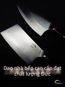 Dao Thái Thịt Chặt Xương Siêu Bén Thép Đức SSGP Dao Bếp Chuyên Nghiệp Độ Cứng 58HRC Giữ Sắc Lâu Tay Cầm Gỗ Chắc Chắn Kèm Hộp Đựng