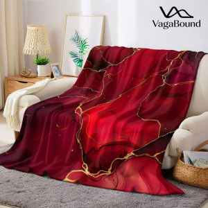 BILIBILI | Red Gold Ink Marble Flannel Blanket Warm Soft Halloween Christmas Decorative Couch Warm Cozy All-Season Gift