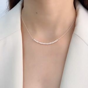 Vòng cổ ngọc trai nước ngọt chuỗi hạt phong cách thanh lịch bạc S925