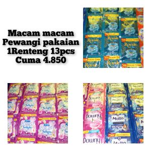 PEWANGI PAKAIAN  13pcs macam macam varian (1 renteng ) #pewangi pakaian #pewangi renceng #molto #downy #royal #softener #pewangi viral 1 renteng dapat 13pcs #murah meriah