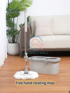 Hisoa 360°Rotary Mop With Spinner Heavy Duty Stainless Steel Spinner Mop with Drain Cap Dual Drive Tornado Mop Complete Set