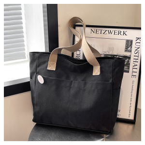 Large Capacity Canvas Shoulder Bag Womens Handheld Student Book Bag Artistic Versatile Autumn New Style Soft Handbag Tote Bag