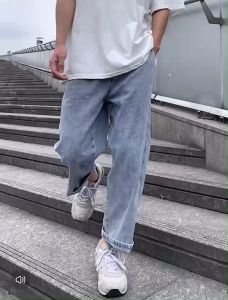 กางเกงยีนส์ผู้ชายกางเกงวินเทจแฟชั่น S, M, L, XL พื้นทรงกระบอก 3 ขนาดสีพื้น บายเนื้อผ้าคุณภาพดี