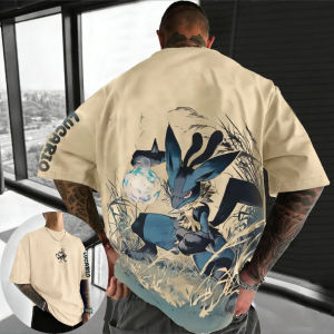 Potdemiel | Pokémon Mens and Womens T-shirt Lucario Anime Versatile Tee Summer and Spring New Boys Short Sleeves Parent-child Outfits