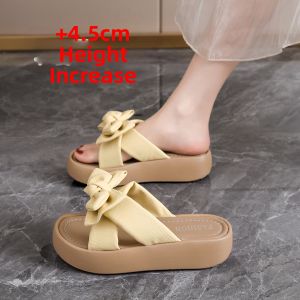 CHAODONG | Yellow Bow Thick Sole Slip-On Sandals