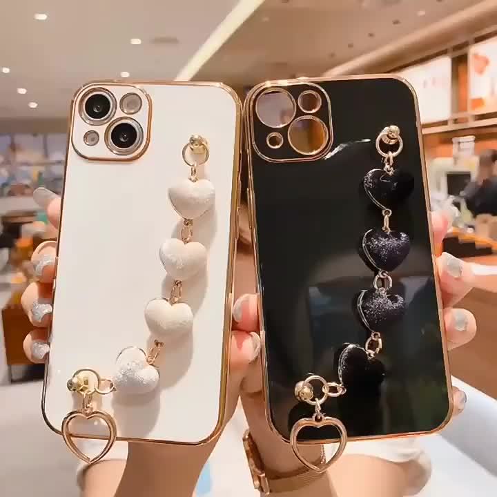 Suitable for Apple 16 Phone Case New 13 Internet celebrity iphone15 Fashion Brand 14promax Plush Heart Bracelet for Women