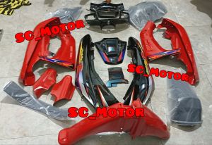 Cover Body Fullset Halus Kasar Suzuki Satria R Lumba 2Tak Warna Merah Hitam