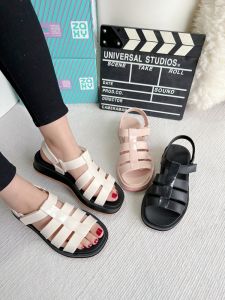 Zaxy 2024 New Rubber Rain Boots Waterproof Roman Style Thick Bottom Comfortable Slip-On Fashionable Open-Toe Clog Shoes