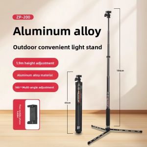 Portable Foldable Aluminum Photography Light Stand Multi-function Support for Outdoor Shooting