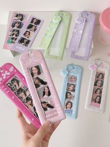 Korean Style Girls Life Four-Grid Card Holder Cute Student Big Head Sticker Display Card Bag Butterfly Knot Hollow Pendant Card Case