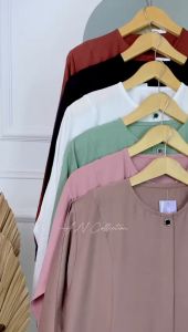 gamis polo linen busui friendly/ gamis linen polos/ tangan karet